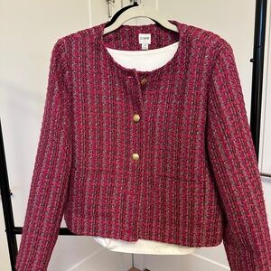 New with Tags: J Crew Tweed Blazer - pink/brown plaid wool blend